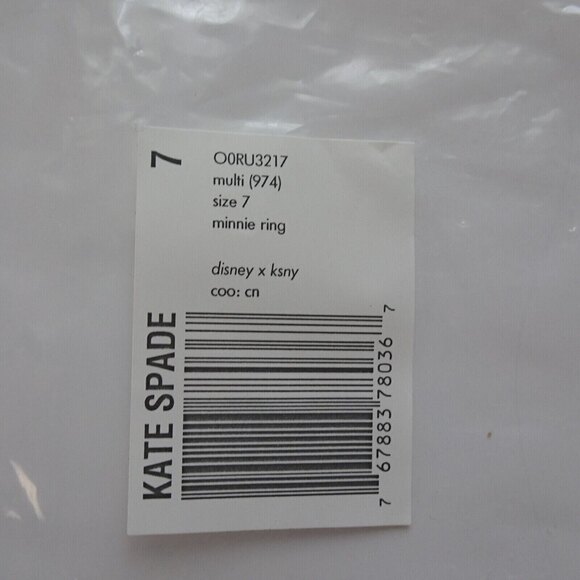 New Disney x Kate Spade Minnie Mouse Ring Goldtone With Dust Bag Novelty 7 - Picture 8 of 8